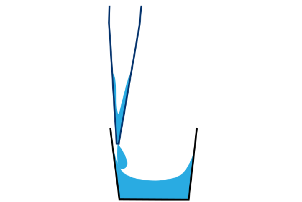 展示低表面张力液体移液的示意图，并提示使用高质量吸头和反向移液以提高分液准确性。