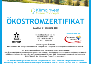 Sustainable power certificate